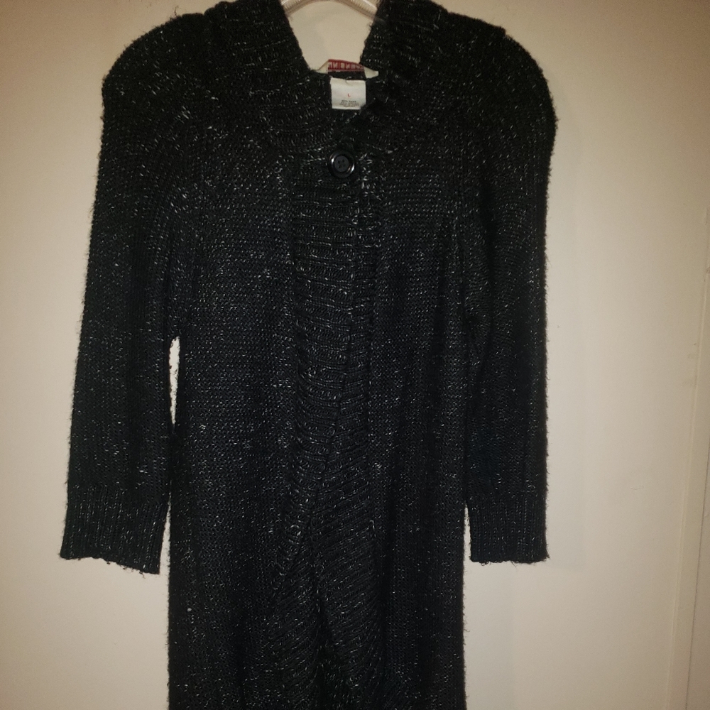 Hooded 3/4 sleeve cardigan
